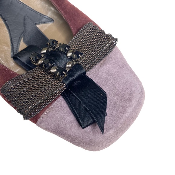 Marni ♔ Mary Jane Ballet Flats ♔ Lavender Suede + Black Crystal Embellishment ♔ - Picture 3 of 16